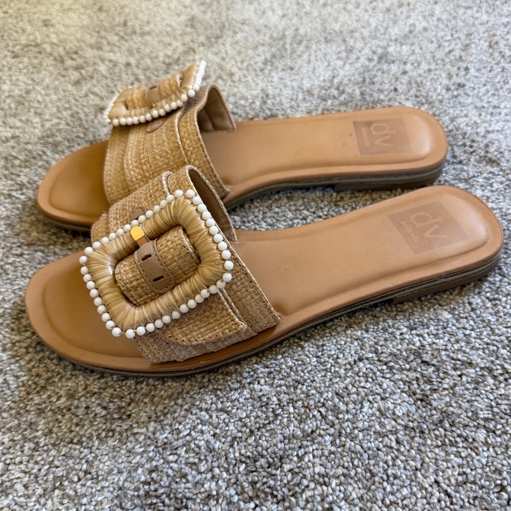 Dolce Vita Beaded Buckle Slide Sandals
